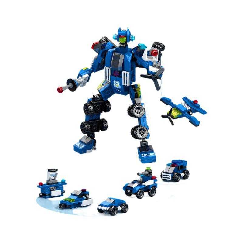 Compatible Dinosaur Mecha Six-in-One Military Series Building Blocks - Educational Toy