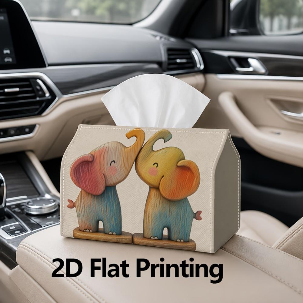 1pc, 2D Flat Printing, Tissue Box Colorful Elephant Statue - Perfect Gift for Friends Pattern Printed Tissue Box, Suitable for Bathrooms, Living Rooms