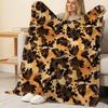 Leopard Print Thick Single Flannel Blanket Soft Warm Cozy Throw for Home, Guest Room, Christmas & Halloween