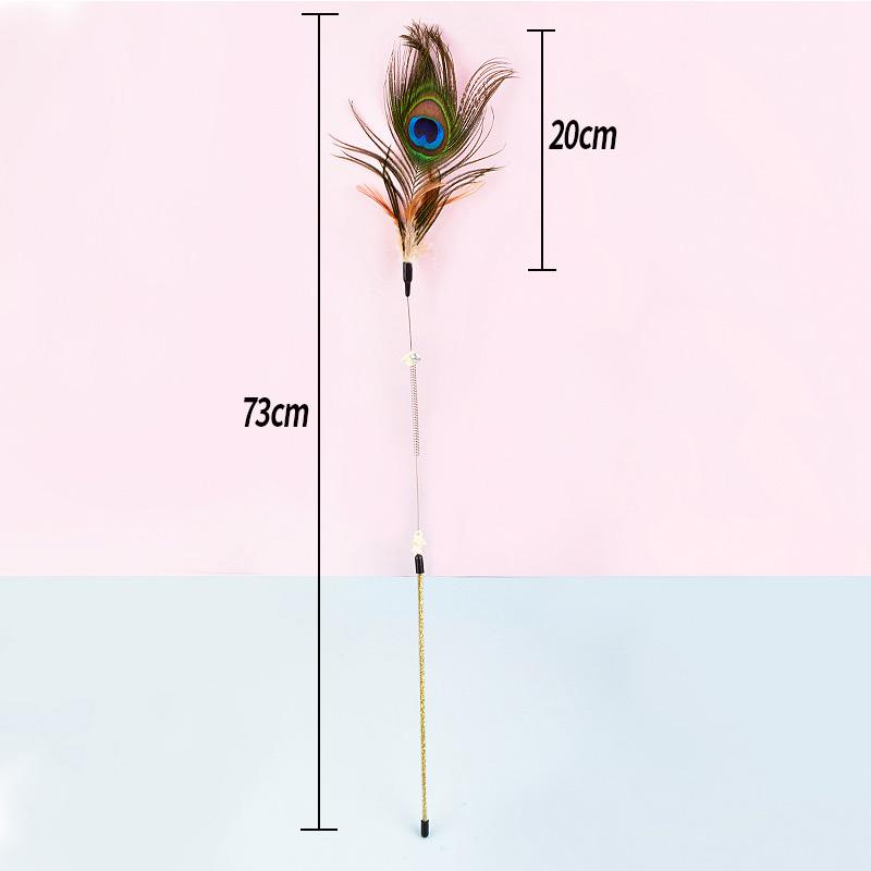 10/20/50pcs Cat Toys Feather Cats Sticks Springs Steel Wire Handle Peacock Feather Interactive Cat Toy Bite Resistant Toys (Golden,10pcs) золотистый