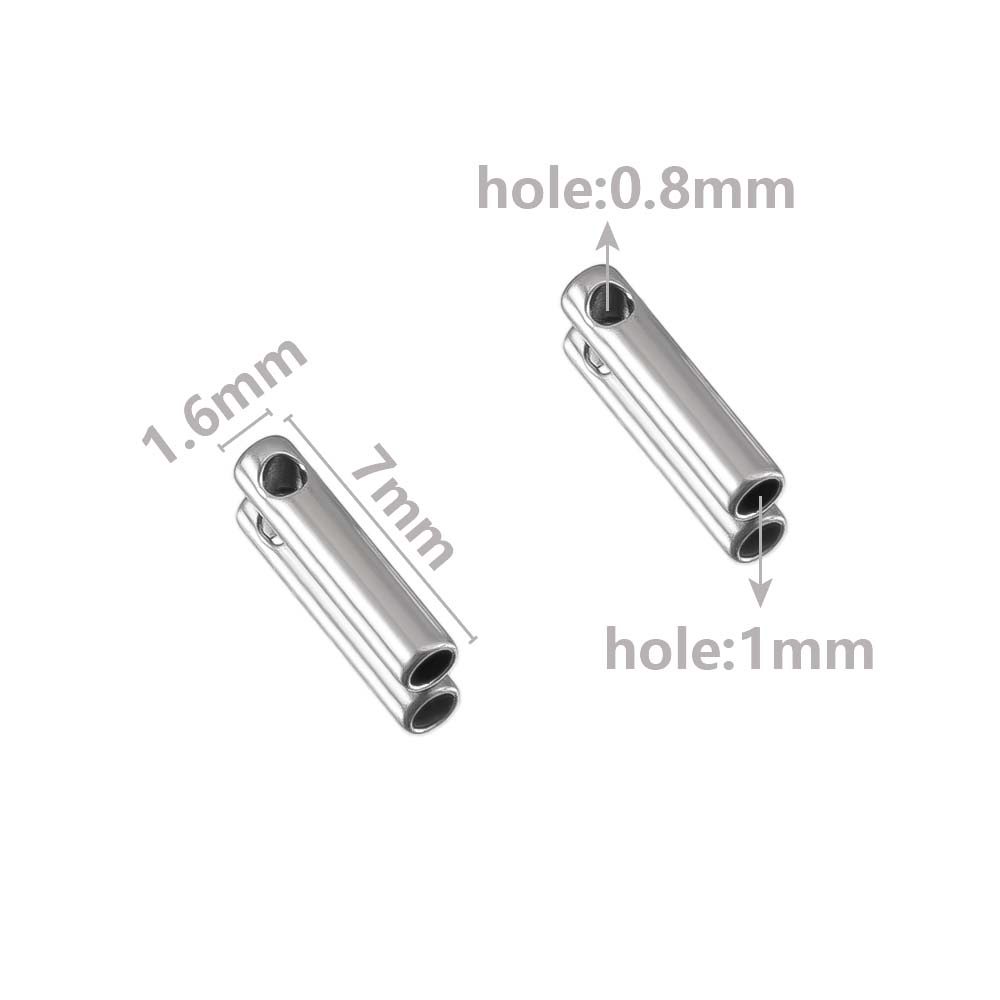 20pcs Stainless Steel Column End Tip Cap Crimp Clasps For DIY End Bead Caps Connector Necklace Leather Cord Jewelry Accessories