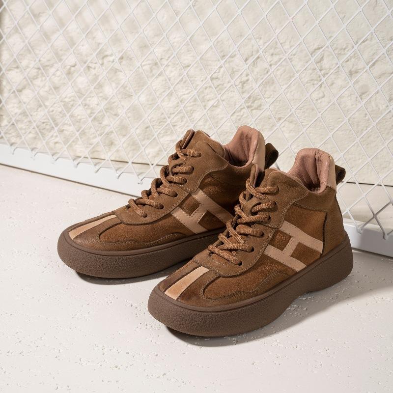 Leder-Freizeitschuhe für Damen, neue High-Top-Board-Schuhe, warme Samt-Kurzstiefel, deutsche Trainingsschuhe für Damen