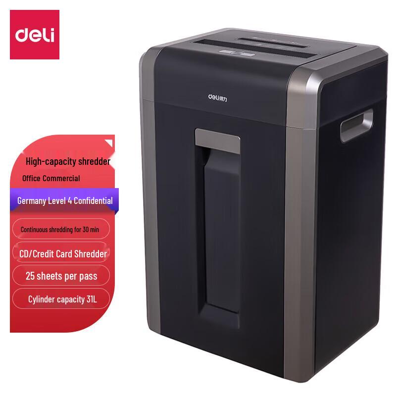 

Deli Office Paper Shredder L4, 25-Sheet, 31L CN plug (adapter included)