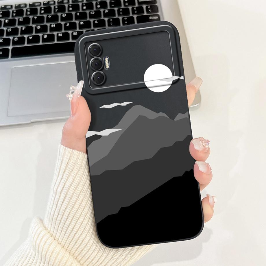 For Tecno Spark 8P KG7H KG7 KG7n Case Liquid Silicone Soft TPU Back Cover For Spark8P 8 P Phone Funda Gothic Black Night Bumper