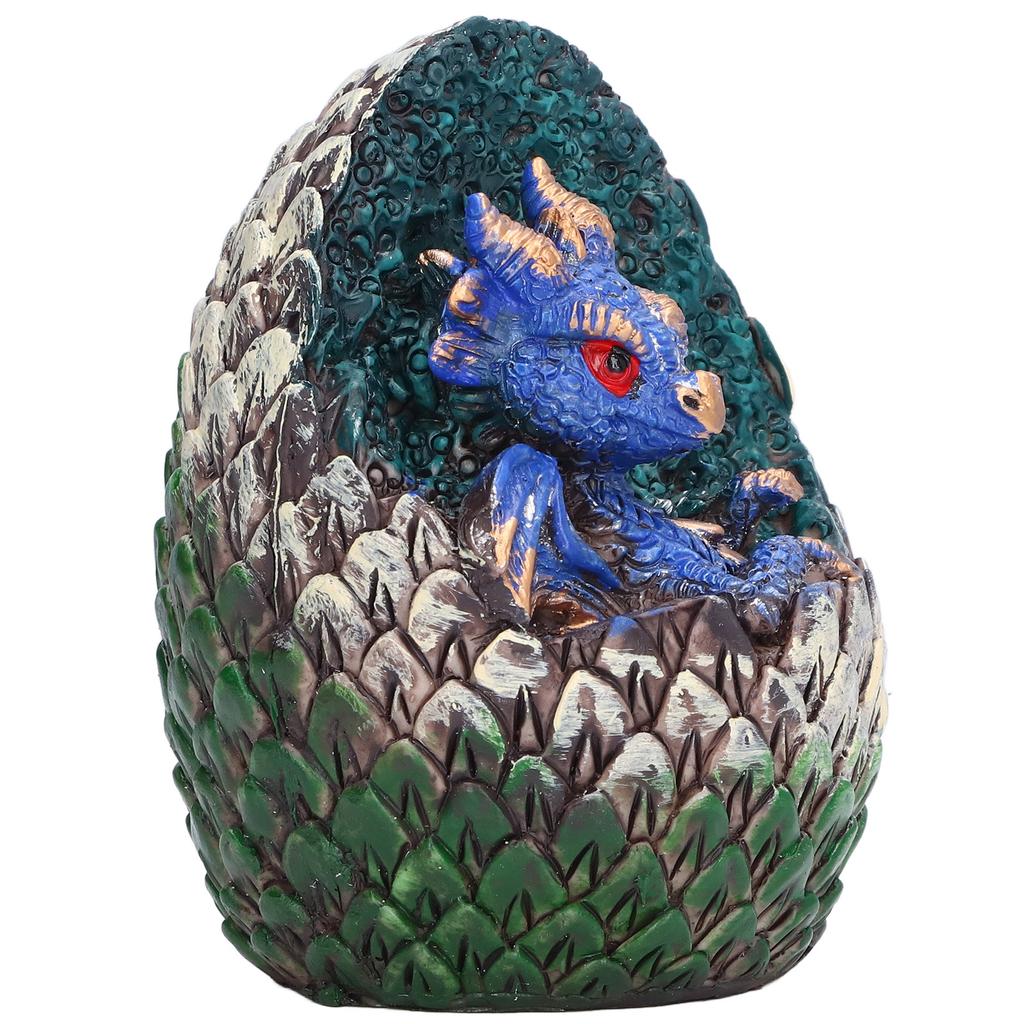 Dragon Egg Resin Material Interesting Decorative Cute Vivid Garden Animal Figurines for Living RoomBlue Dragon