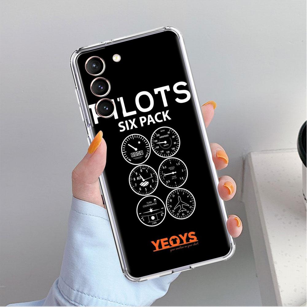 Clear Case For Samsung Galaxy S22 S20 FE S21 S23 Plus Note 20 10 Phone Shell Aviation Aeroplane Helicopter Cockpit Instrument
