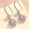 Korean Style Four-Leaf Clover Zirconium Earrings – Trendy Fashion Ear Hooks