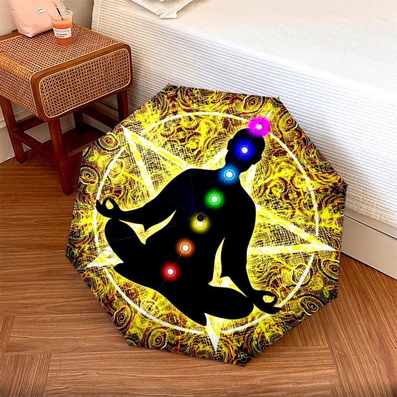 

1PC Chakras theme Umbrella Portable Folding Umbrella Iron Frame Hole Bone Structure Outdoor Home Umbrella A13 разноцветный