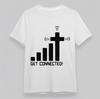 Men's Plus Size T-shirt With Signal Bars Cross Antenna Graphic White Cotton Tee