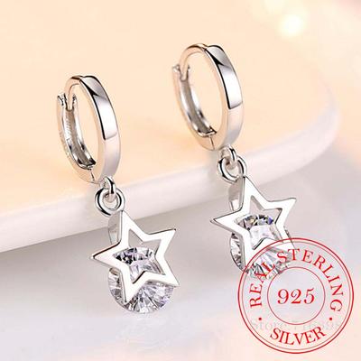 Orecchini a perno con ciondolo a stella di cristallo in argento sterling 925 per donne ragazze bambini regalo di nozze femminile pendientes mujer moda