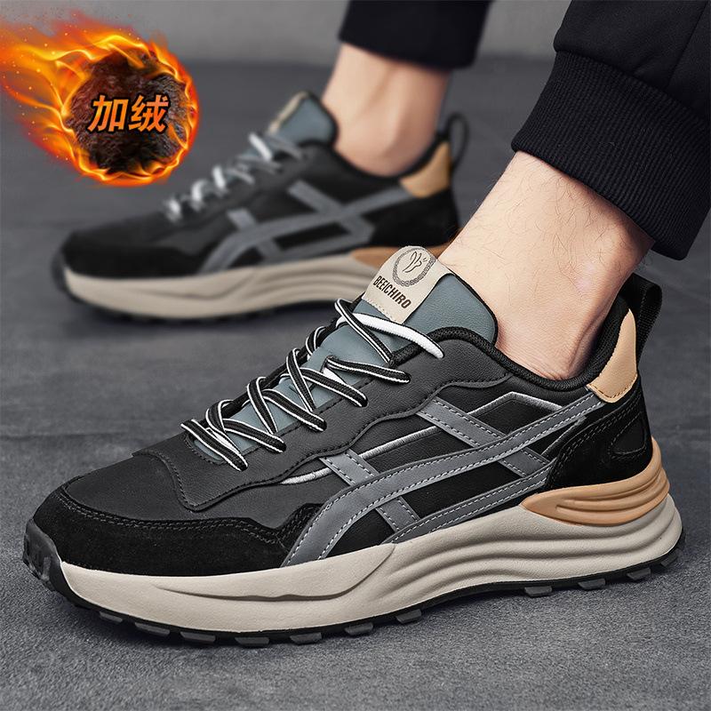 Men's shoes new leather fashion spring breathable sports shoes casual dad shoes
