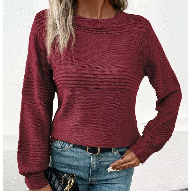Autumn Long Sleeve Casual Pullover Women's Sweater Solid Round Neck Soft Warm Knitted Sweaters Women Winter Clothing Elegant Knitwears Tops 24705