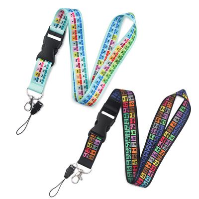 Chemistry Periodic Table of Elements Lanyards Key Chain Colorful Print ID Badge Holder Pendant Keyring Charms Mobile Phone Lany