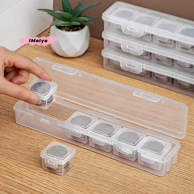 Estuche de Plástico Rectangular Transparente para Guardar Monedas Contenedor de Cápsulas Portacontenedores Cubos para Organizar Y Almacenar Monedas