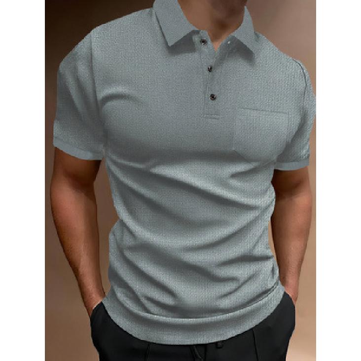 Summer New Men'S Polo Shirt Short-Sleeved Button-Down T-Shirt Loose Pocket Tops For Men