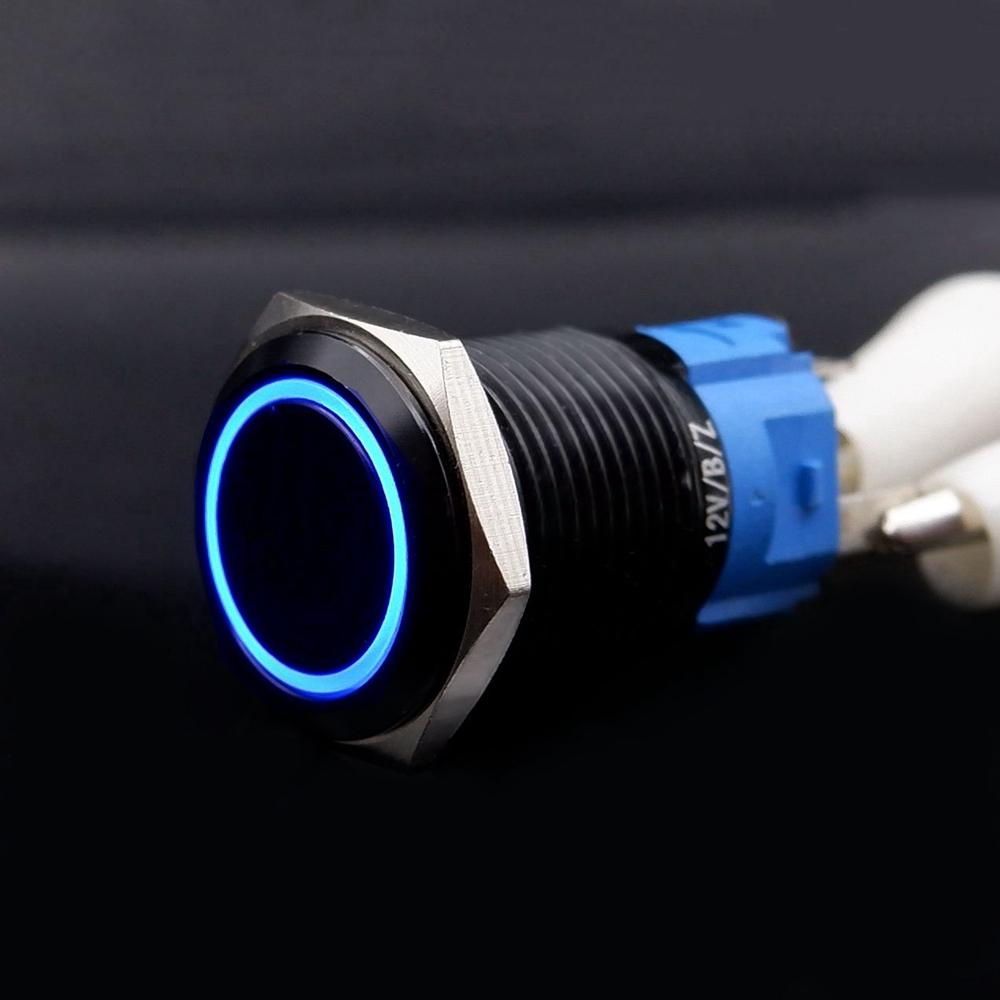 16mm 19mm 22mm Metal Push Button Switch With Fixed PC Power Supply Switches Car Engine Start Stop Backlit LED 3v 5v 6v 12v 24v