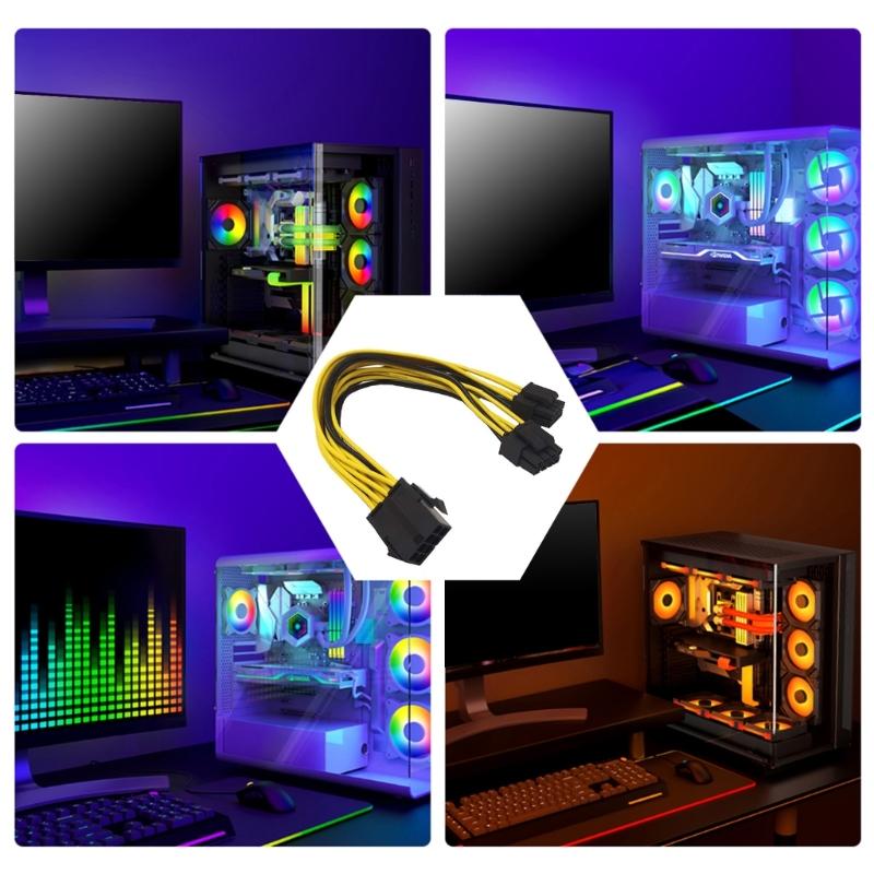 CPU 8Pin Female to Double 8Pin (4+4)Pin Male Motherboard Power Supply Cable Y Splitter Adapter Sleeve Replacement