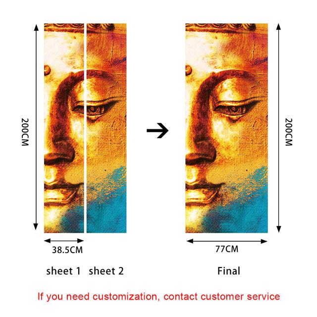 

Наклейки на стену, художественная дверь, Будда Шакьямуни, раздвижная дверь, гостиная, домашний декор, обои, панно, художественная очистка и паста 38.5cmX200cmX2pcs