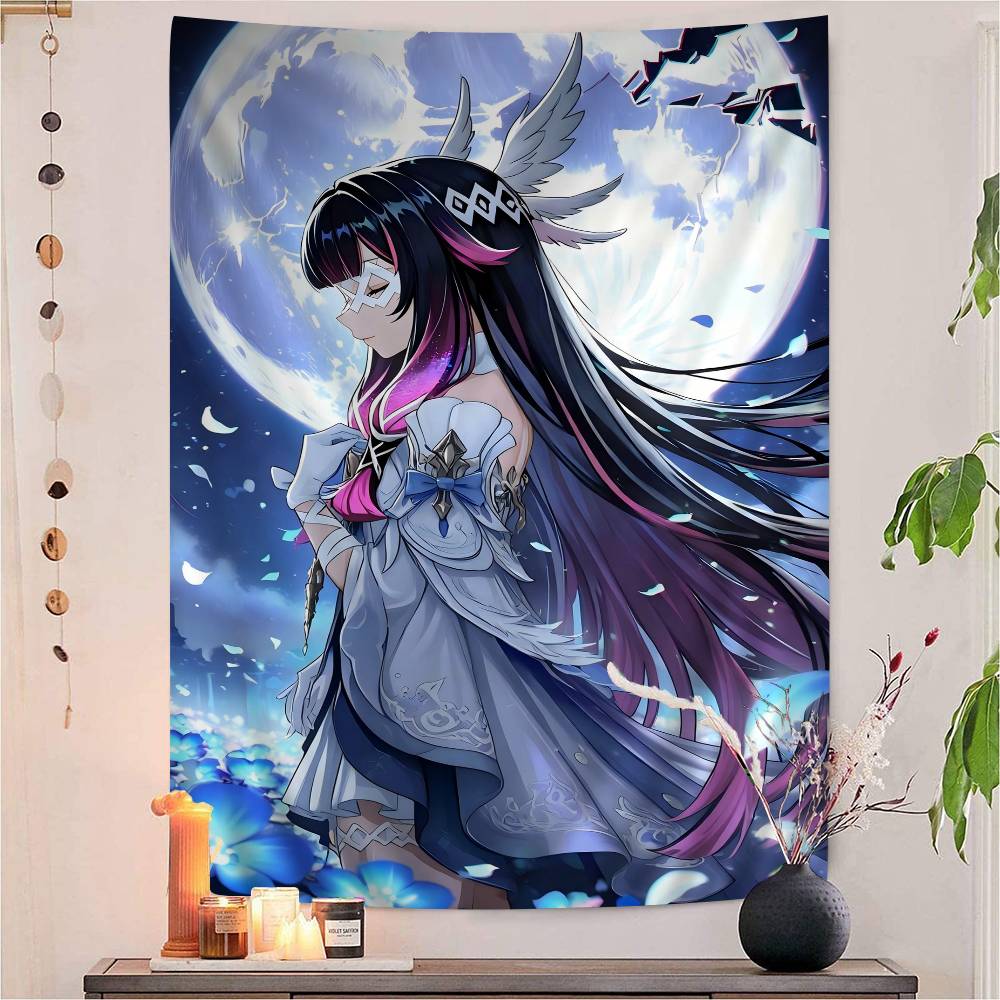 Genshin Impact Columbina Printed Large Wall Tapestry Hanging Tarot Hippie Wall Rugs Dorm Home Decor