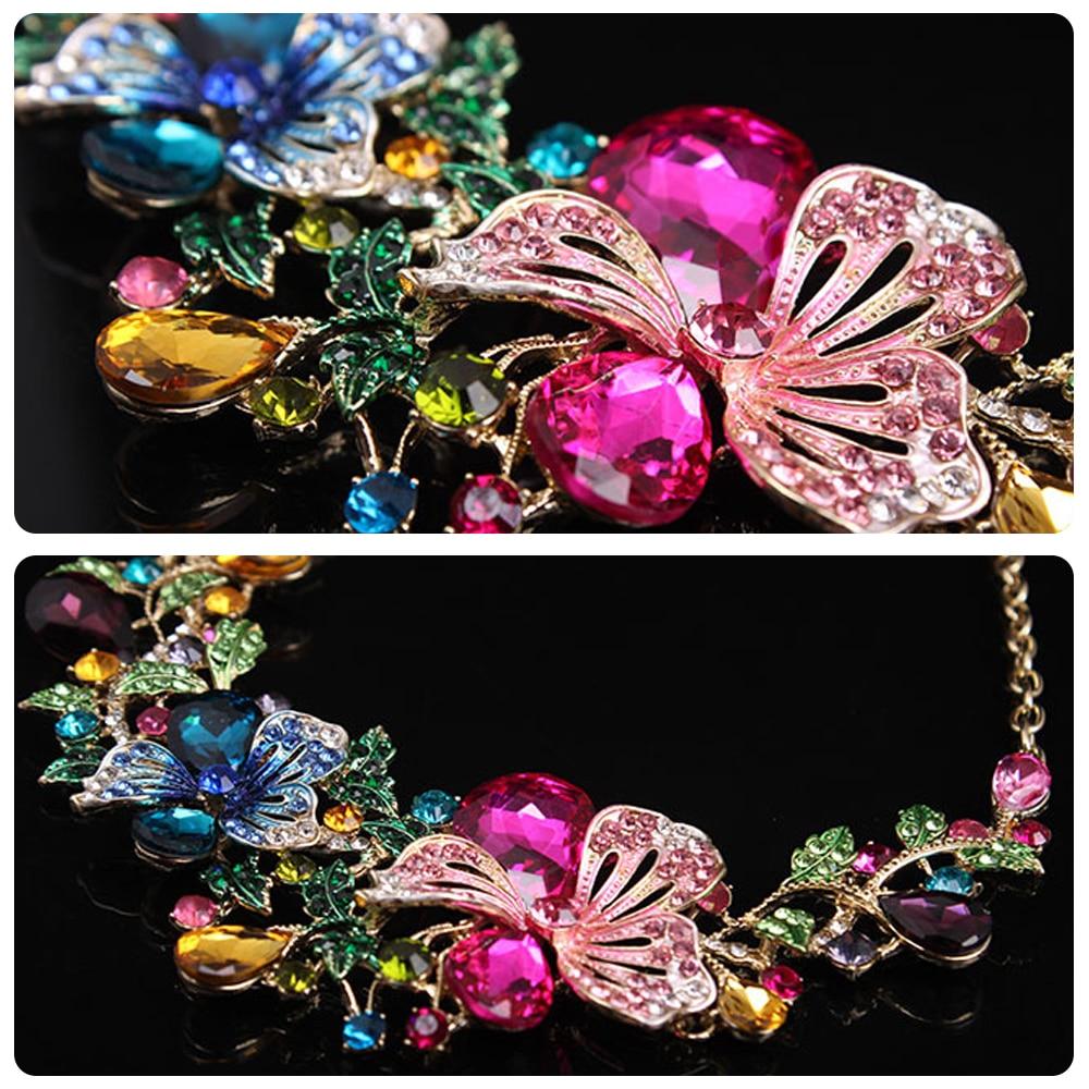 2-Piece Jewelry Set Necklace and Earrings Floral Crystal Design Elegant and Refined Multicolor Women's Fashion Accessories