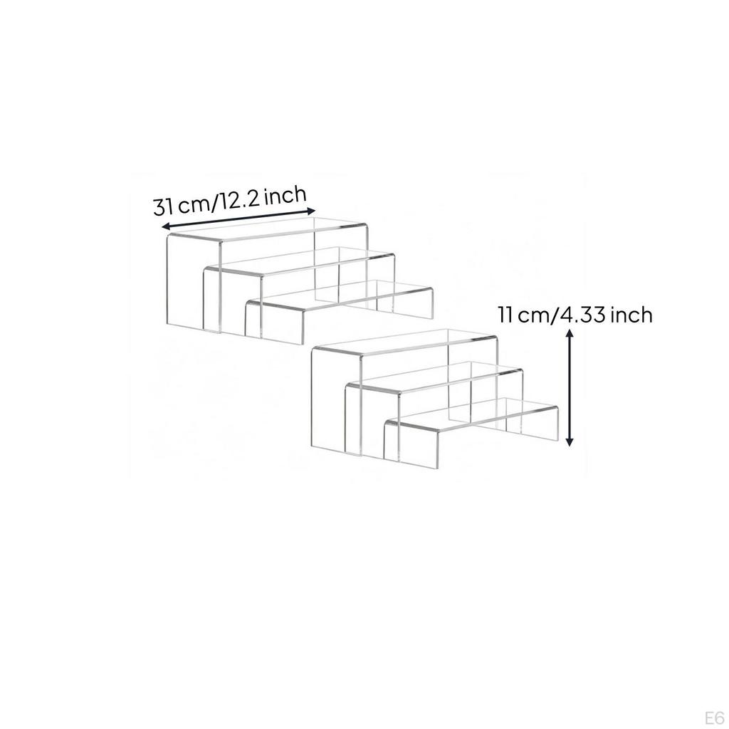 Stepped Display Riser Clear UConfiguration Transparent Cupcake Stand for Collectors,