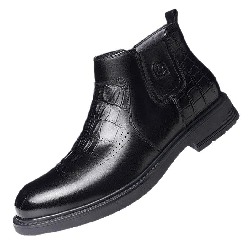 Herren High-Top Winter-Schneestiefel aus echtem Leder mit Samtfutter