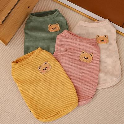 Bear Vest Pet Dog Clothes Cat Solid T-shirt Clothing Dogs Thin Small Fashion Chihuahua Summer Breathable Girl Pug Pet Vest York