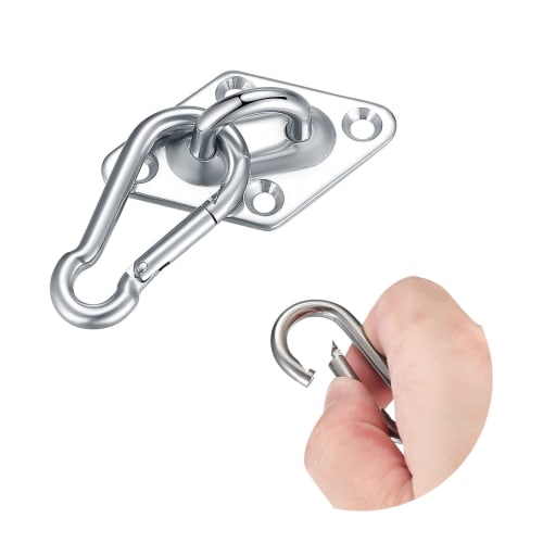 Set of 4 Stainless Steel Pad Eyes for Wall and Ceiling Mounting, for Wooden Doors, Cabinets, and Lighting, with Screws and Rubber Stoppers