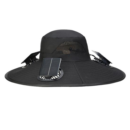 Solar Fan Bucket Hat Adjustable Wide Brim Sun Hat with Built-in Solar Panel Cooling Fan Hiking Fishing UV Protection Hat
