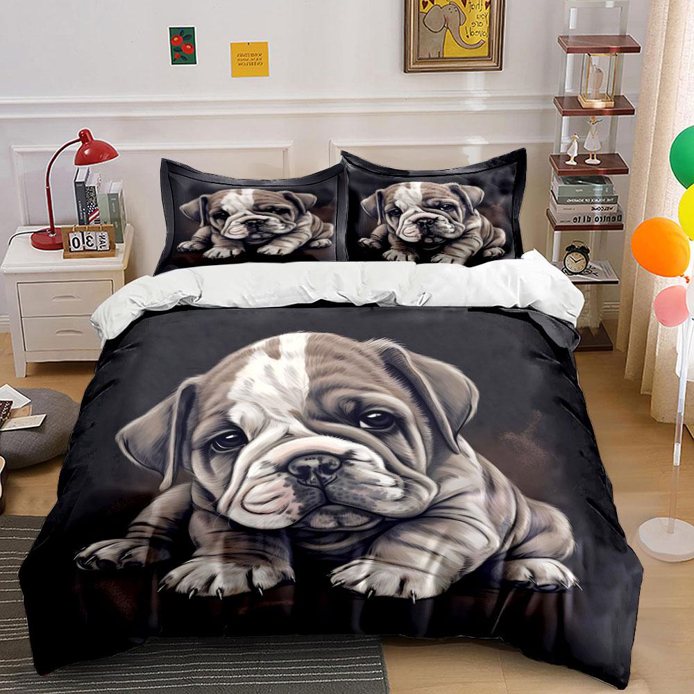 Adorable puppy lying portrait Pattern Duvet