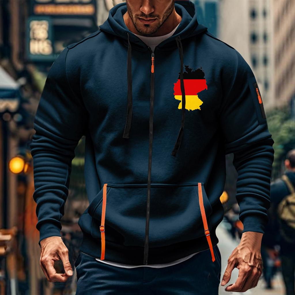 Herren Sport Casual Hoodie Hoodie Cardigan Reißverschluss Multi-Pocket Hoodie Mantel