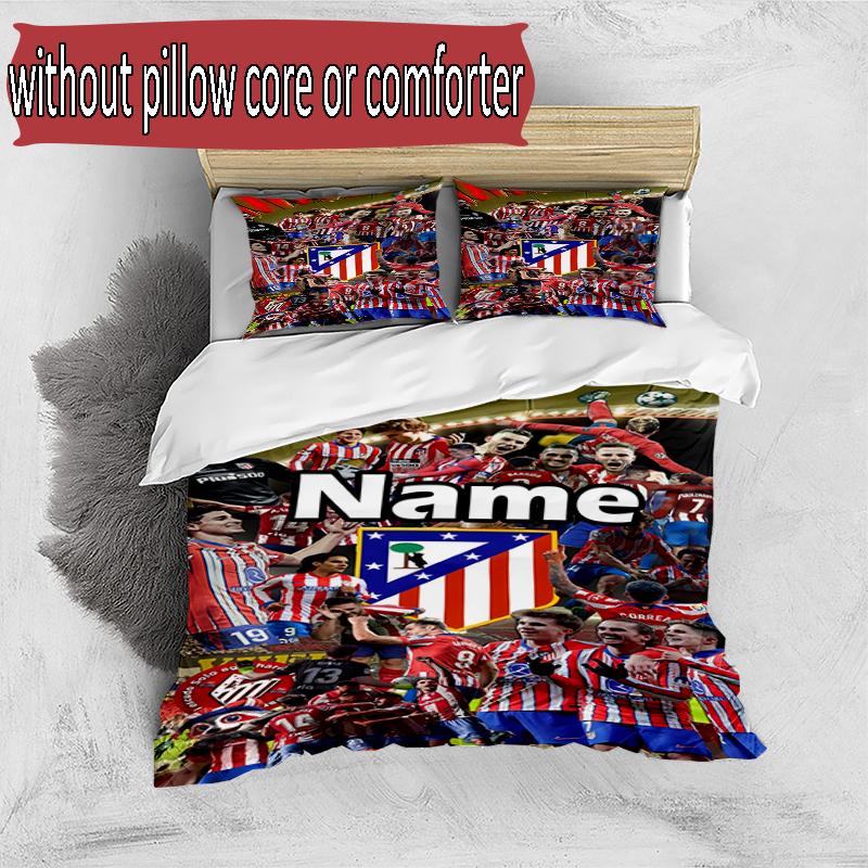 Set copripiumino 3 pezzi (1*Copripiumino + 2*Federe, Senza Nucleo), Set Biancheria da Letto con Nome Personalizzato e Motivo Squadra di Calcio, Decorazione Camera da Letto per la Casa Regalo