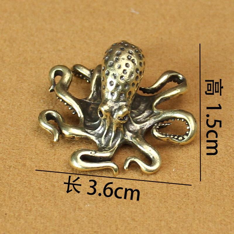 Retro Brass Octopus Ornament Miniatures Sea Animal Figurines Desktop Copper Tea Pet Craft Home Decorations Gift