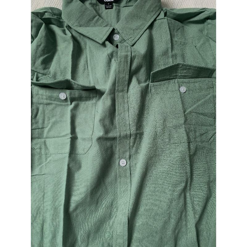 Men's Short Sleeve Cotton Shirt Men T-shirt Linen Short Sleeve Shirt Linen Shirt Men's Shirt with Short Sleeves Men T-shirt