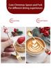 Leeseph Weihnachts-Kaffeelöffel-Gabel-Set (4/6 Stück), Edelstahllöffel Gabeln Weihnachtsgeschenke für Kinder(Rot/Grünes Geschenkbox-Set)