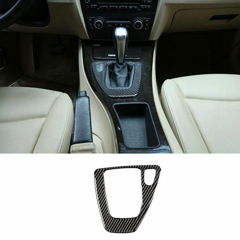 Real Carbon Fiber Console Gear Shift Cover Trim For BMW 3-Series E90 2005-2012