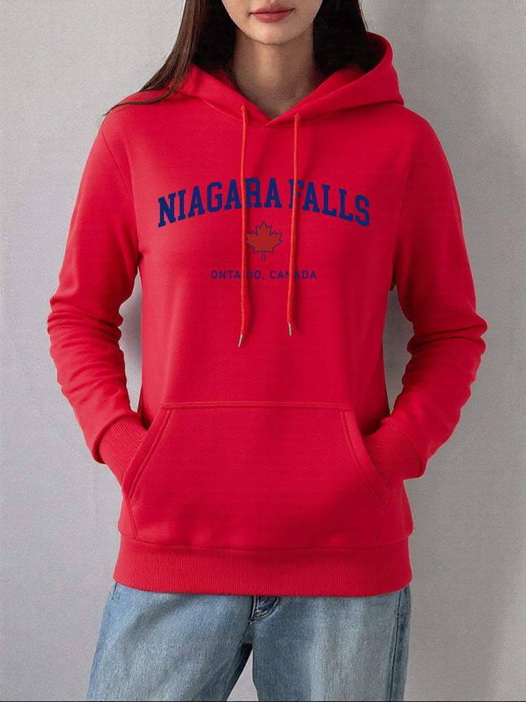 Niagarafälle Ontario Kanada Drucke Kapuzenpullover Damen Lässig Tasche Pullover Winter Fleece Warmes Sweatshirt Bequeme Lockere Kleidung