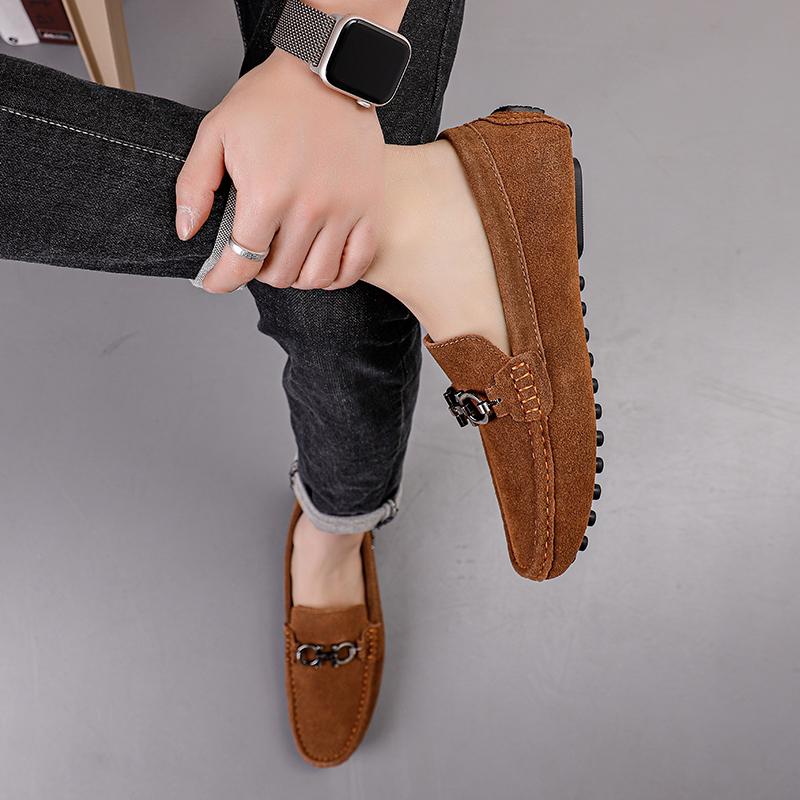 Sapatos masculinos de couro sem cadarço, leves, casuais, mocassins, clássicos, confortáveis, para dirigir, mocassins masculinos