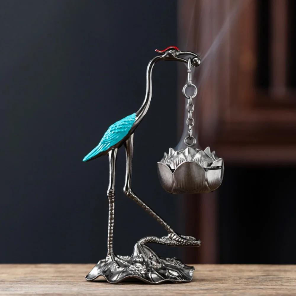 Chinese Style Incense Burner Zinc Alloy Red-crowned Crane Incense Holder Beautiful Design Accessories Incense Burning Gifts