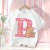 Capybara Cute T-Shirt Children's Anime Capybara Letter Short-Sleeve T-Shirt Girls' Summer Top