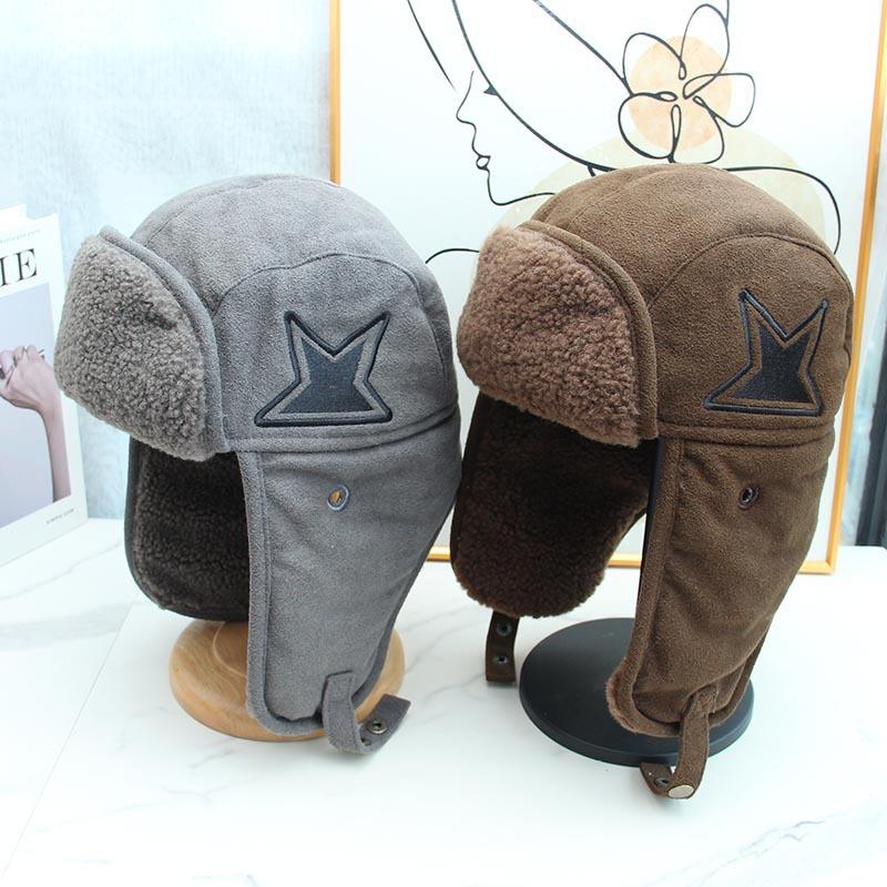 Winter Retro Pilot Hat Men's and Women's Thickened Fleece Ear Protector Hat Northeast Outdoor Lamb Hat Warm Lei Feng Hat