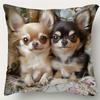 1pc Pillowcase, Cute Chihuahua Dog Decorative Pillow Cover, Soft and Comfortable Polyester Short Plush Fabric, Single-Sided Print, Pillow Insert Not I
