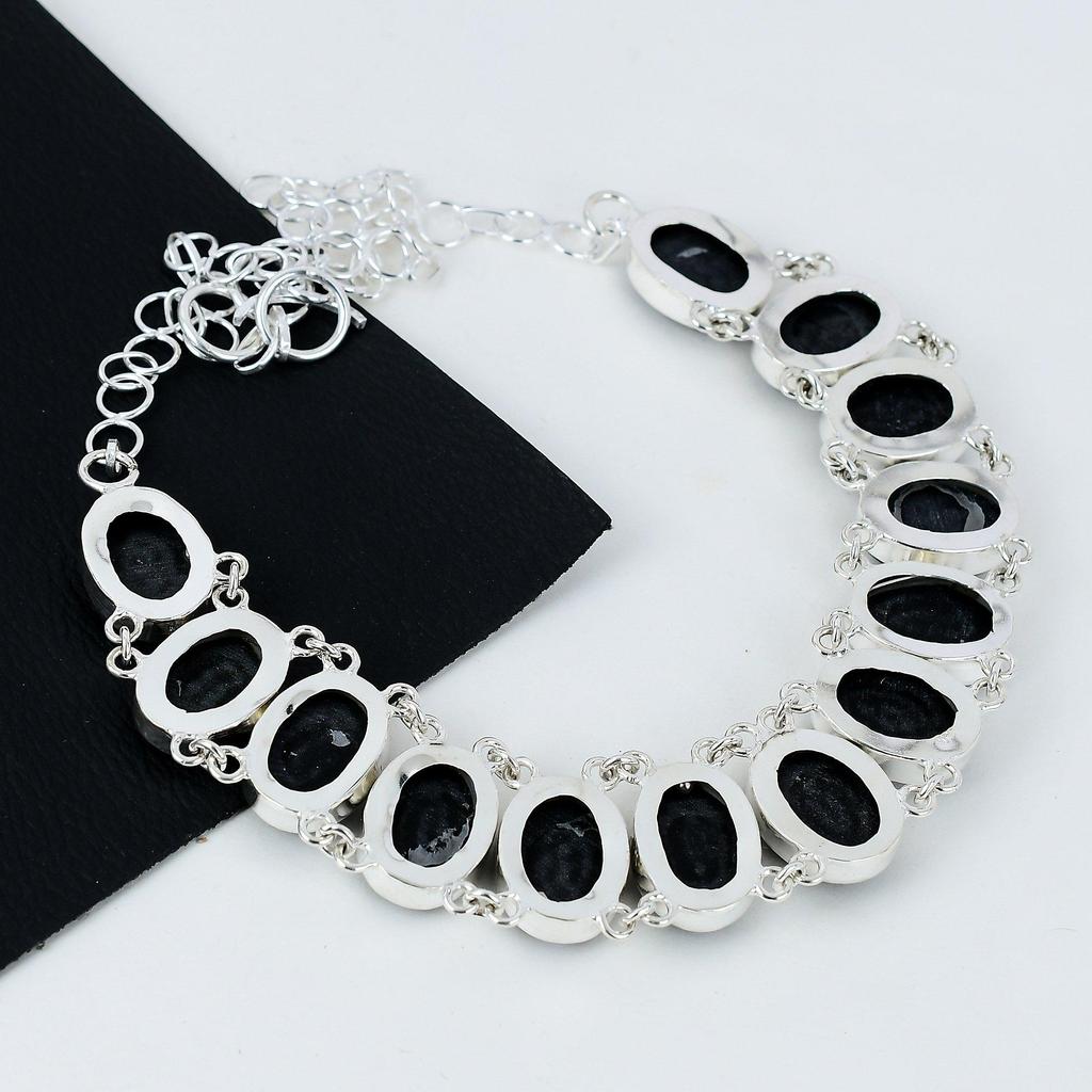 Natural Black Onyx Gemstone Handmade 925 Sterling Silver Electroform Necklace, Black Onyx Silver For Wife Unisex PendantParty Wear Gifts