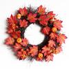 Harvest Festival Pumpkin Maple Leaf Wreath Door Hanging Thanksgiving Autumn Color Simulation Dead Branch Rattan Decoration