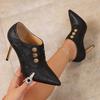 Fashion Metal Buckle Stiletto Single Shoes Autumn New Pointed Toe Deep Mouth Slip Foot Anti-slip Wear-resistant High Heels