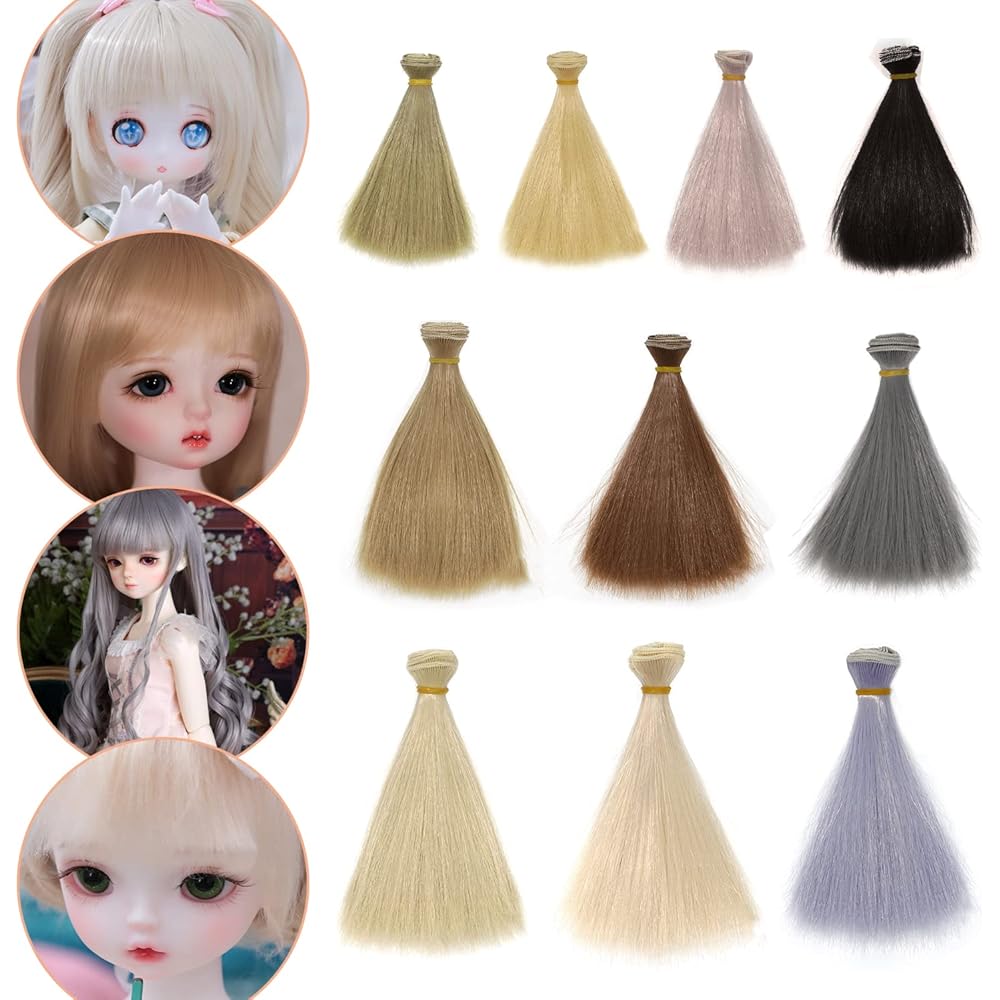 

CMD Doll Wig Straight Short Hair for 1/3 1/6 1/4 BJD SD Dolls, Long Hair DIY Costume, Available in 10 Colors