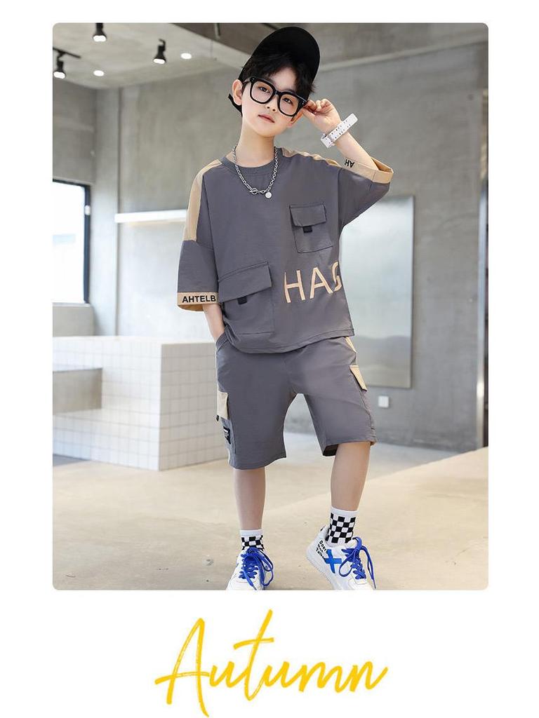 2025 Boys' Trendy Summer Short Sleeve Set - Stylish and Lightweight for Mid-to-Big Kids