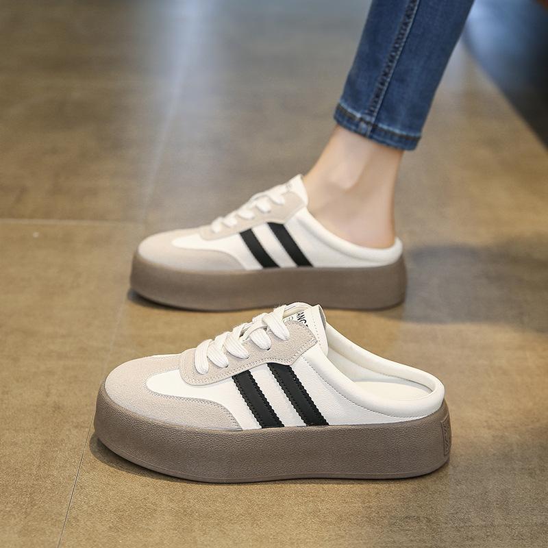 Half Slippers Women's Outer Wear 2025 Spring and Autumn New Thick-soled Bag Head Slippers Lazy One-pedal Shoes Half Drag Women's Shoes