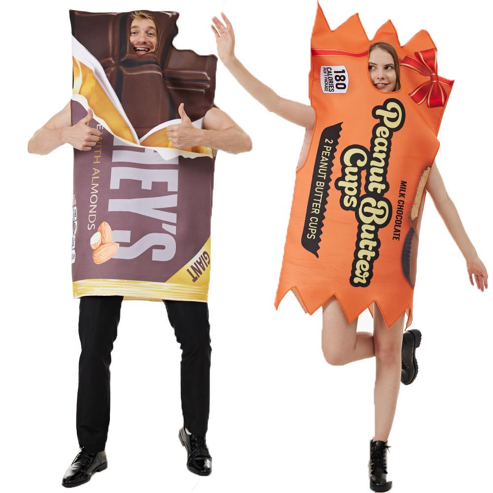 Tuta Unisex Cosplay di Halloween Barra di Cioccolato e Burro d'Arachidi per Feste a Tema