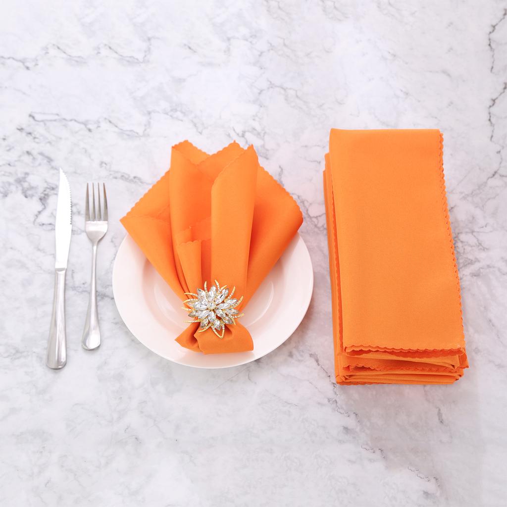 6pcs Cloth Napkins Square Pure Color Polyester Orange/Champagne 48*48cm Dinner Table Decor Wedding Party Restaurant Banquet